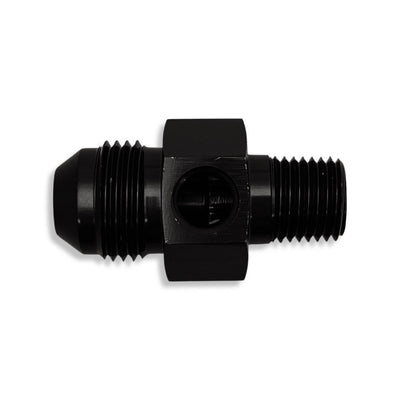 AN6 Male to 3/8" -18 NPT With 1/8" -27 NPT Port Gauge Adapter - Black - 100194BK by AN3 Parts