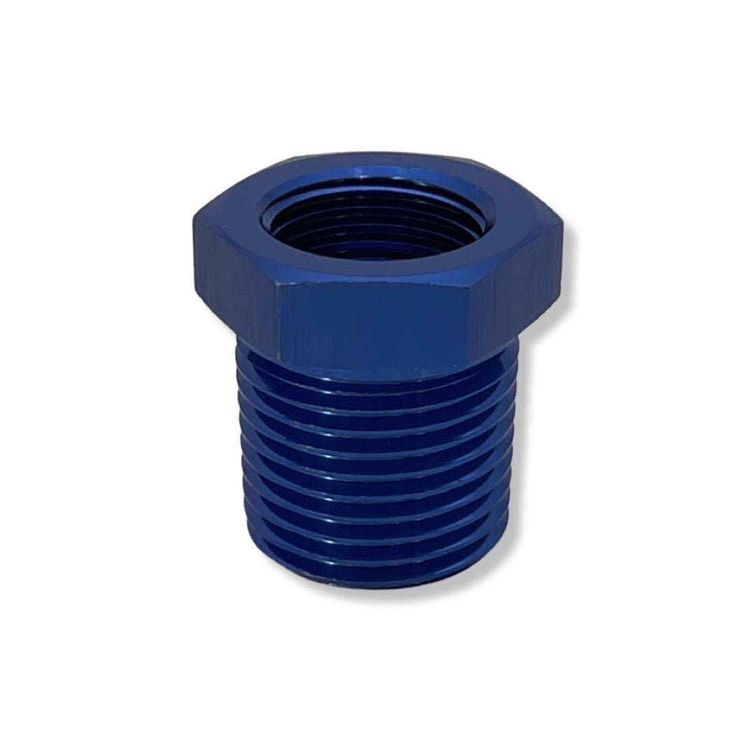 1/2" -14 NPT to 1/4" -18 NPT Reducer - Blue - 991205 by AN3 Parts