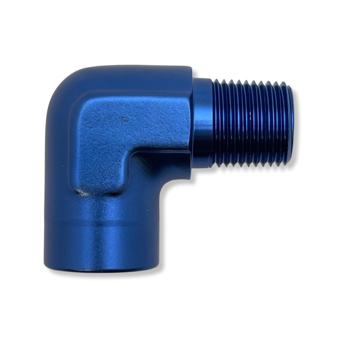 1/4" -18 NPT Female to Male 45° Adapter - Blue - 991502 by AN3 Parts