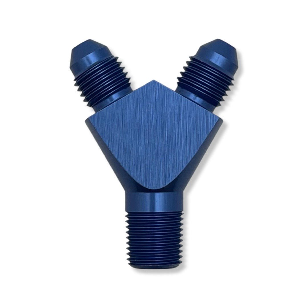 1/8" -27 NPT to AN3 Y Adapter - Blue - 8700203 by AN3 Parts