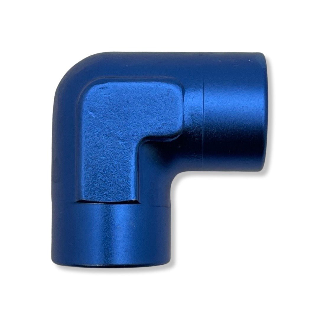 3/8" -18 NPT Female to Female 90° Adapter - Blue - 991603 by AN3 Parts