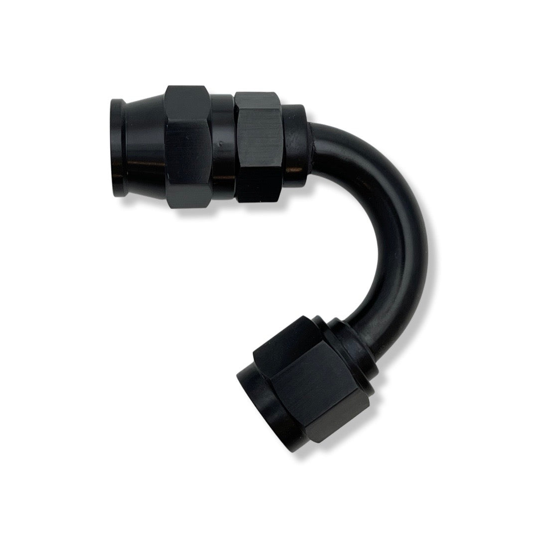 -6 AN JIC 150° DEGREE SMOOTHBORE PTFE HOSE REUSABLE FITTING - BLACK - 615006DBK by AN3 Parts