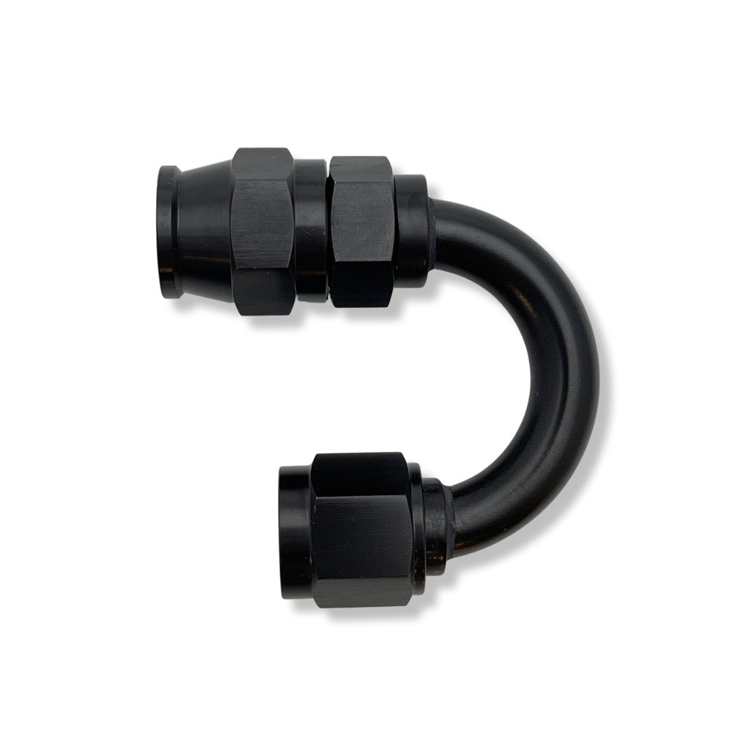 -6 AN JIC 180° DEGREE SMOOTHBORE PTFE HOSE REUSABLE FITTING - BLACK - 618006DBK by AN3 Parts