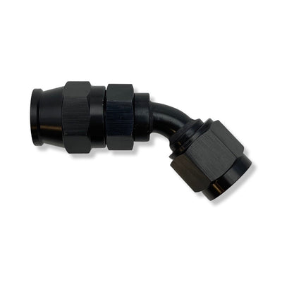 -6 AN JIC 45° DEGREE SMOOTHBORE PTFE HOSE REUSABLE FITTING - BLACK - 604606DBK by AN3 Parts