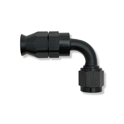 -6 AN JIC 90° DEGREE SMOOTHBORE PTFE HOSE REUSABLE FITTING - BLACK - 609106DBK by AN3 Parts