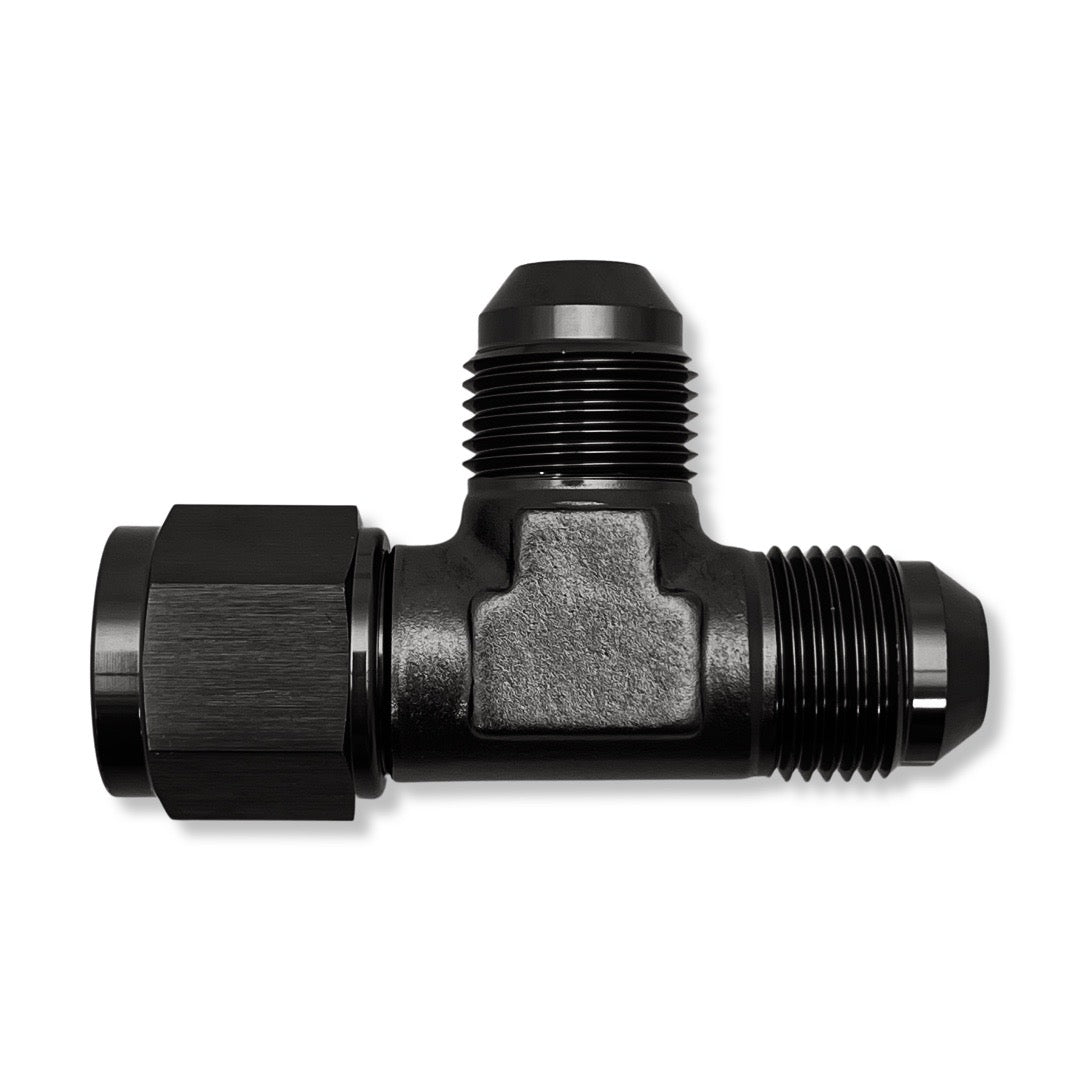 AN10 Tee Adapter With Female Swivel On Run - Black - 926110BK by AN3 Parts