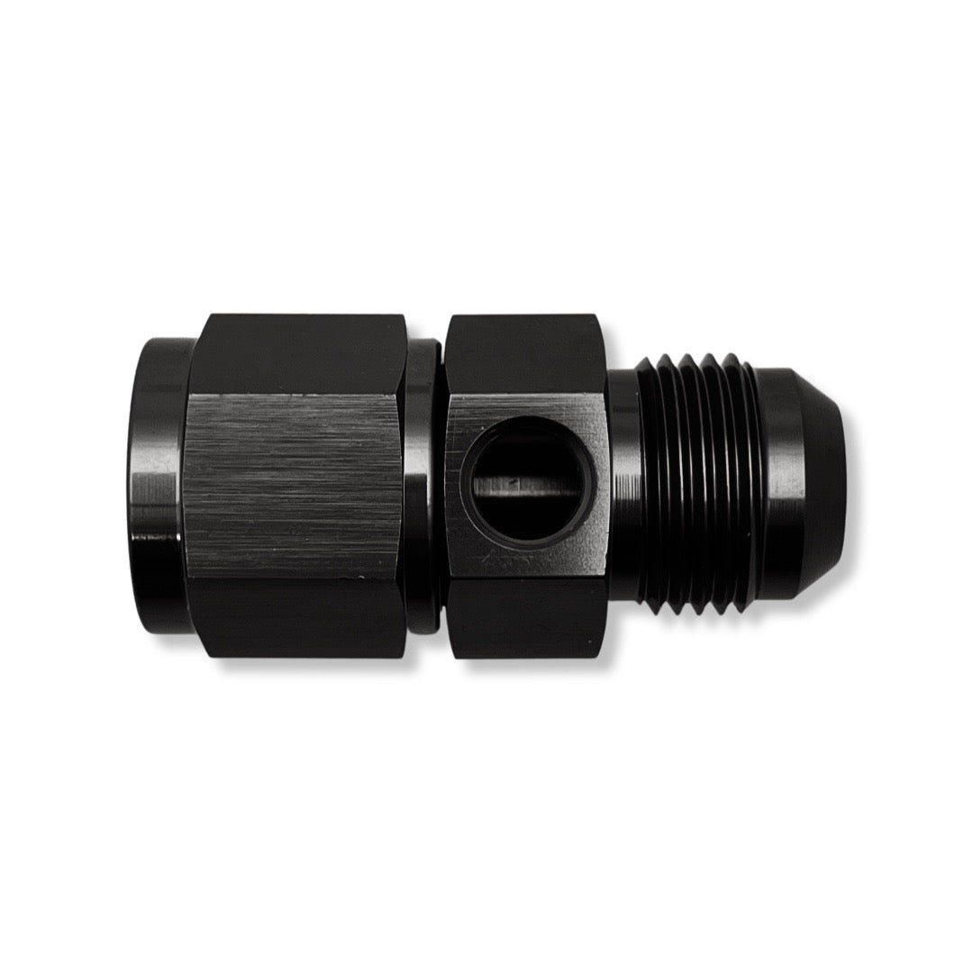 AN12 Male to Female With 1/8 NPT Port Gauge Adapter - Black