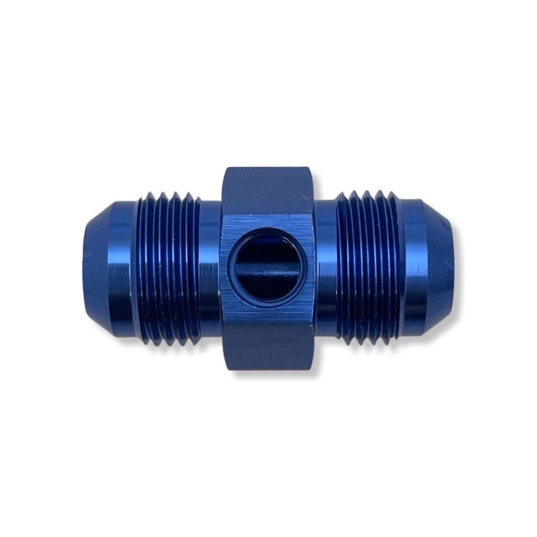 AN12 Male With 1/8" -27 NPT Port Gauge Adapter - Blue
