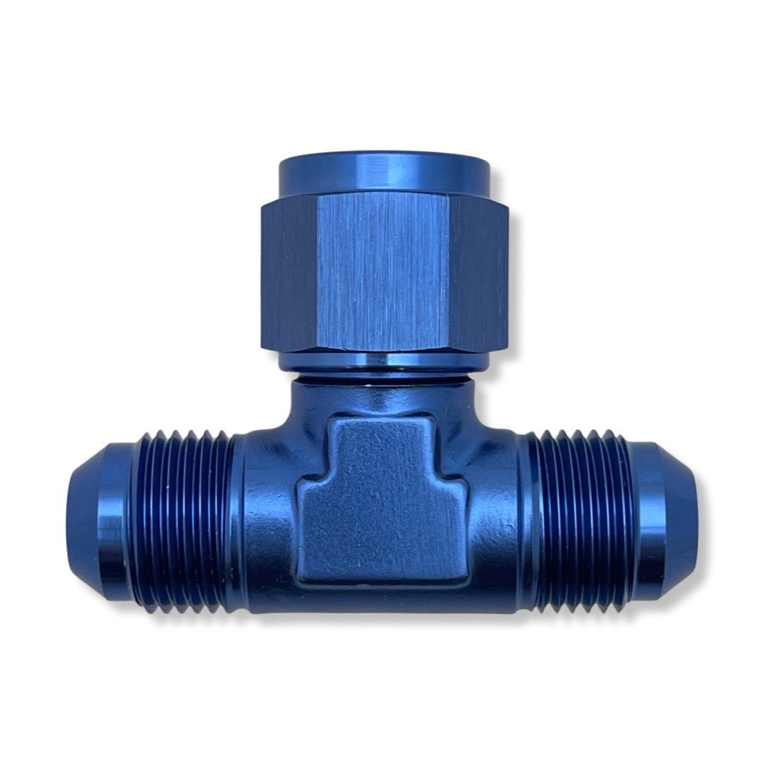 AN12 Tee Adapter With Female Swivel On Branch - Blue
