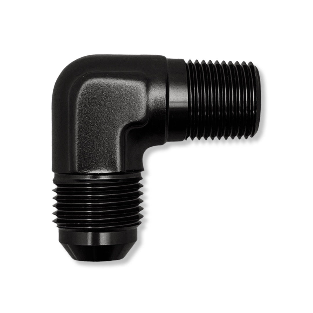 AN12 to 1/2" -14 NPT 90° Male Adapter - Black