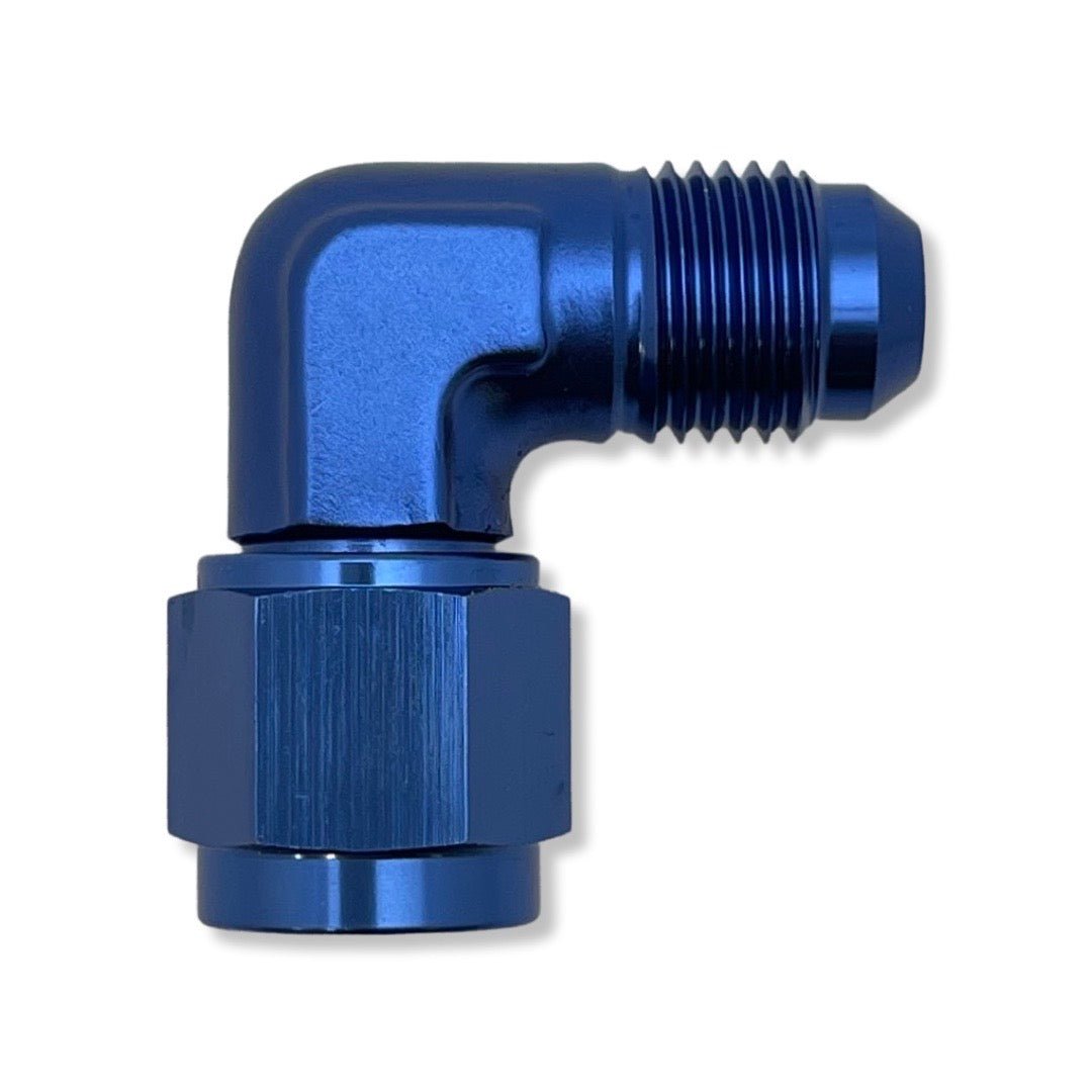 AN16 90° Female to Male Adapter - Blue