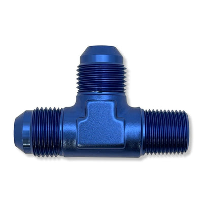 AN4 Male Tee Adapter With 1/8" -27 NPT On Run - Blue - 982604 by AN3 Parts