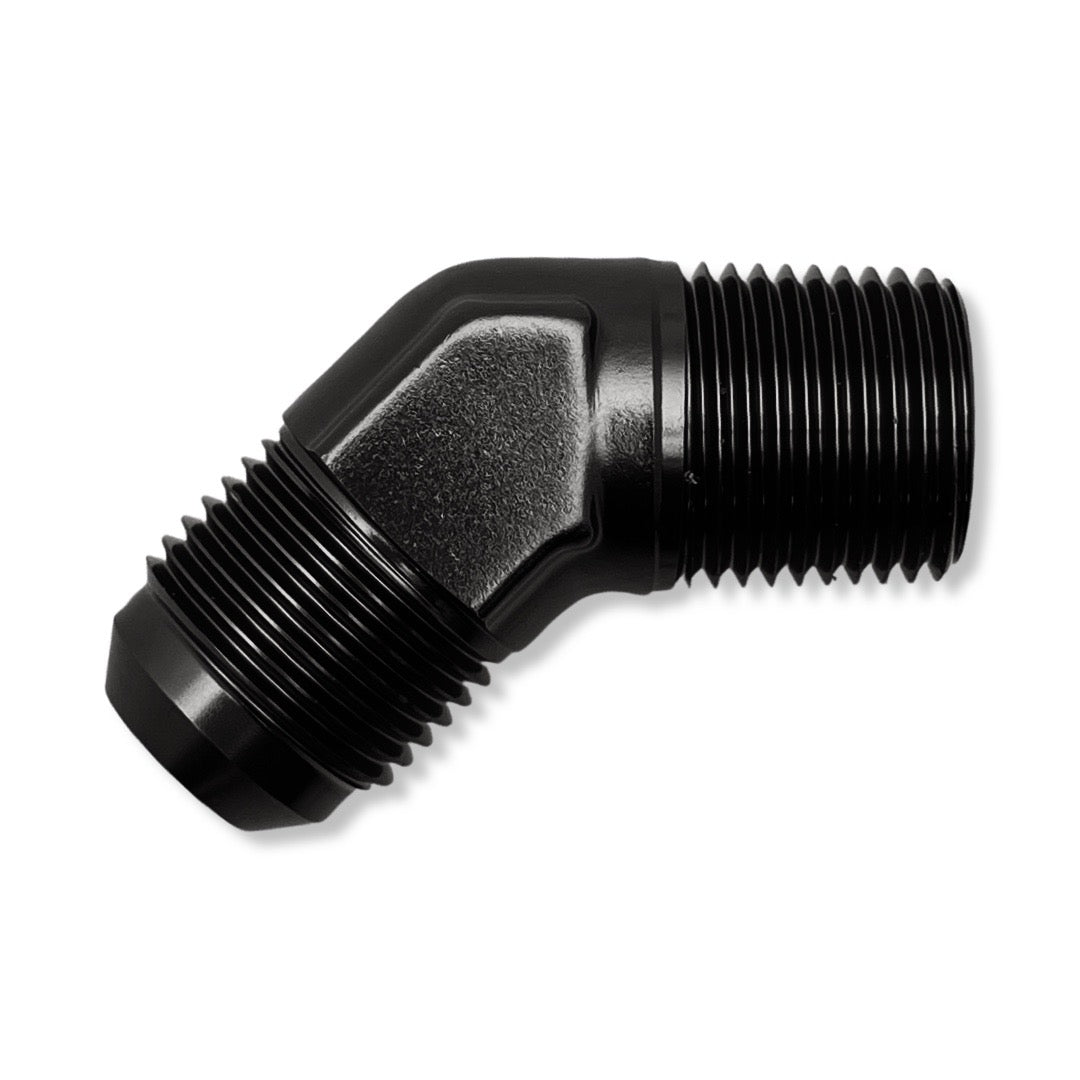 AN4 to 1/8" -27 NPT 45° Male Adapter - Black - 982304BK by AN3 Parts